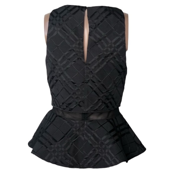 Express Jewel Neck Peplum Flounce Mesh Inset Top - Picture 2 of 4